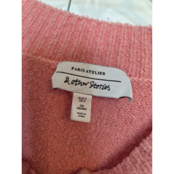 & Other Stories Paris Atelier Pink Crew Neck Long Sleeve Soft Knit Sweater Small - Picture 5 of 14